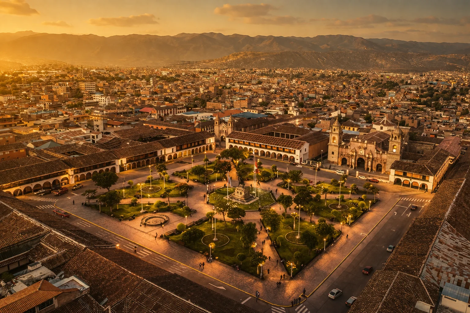 Vista andina al atardecer
